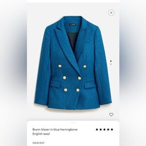 JCrew Brynn Blue Herringbone Blazer Sz 8 NWT